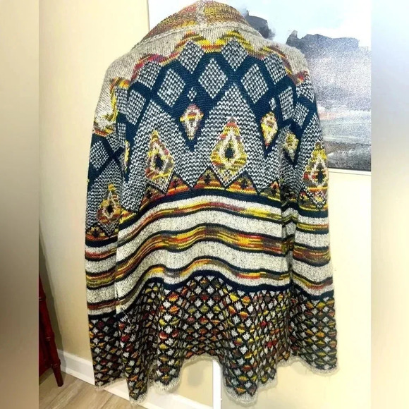 Vintage Y2K Passports Pier One Sweater Aztec Tribal Southwestern Orange Blue M - Picture 1 of 7